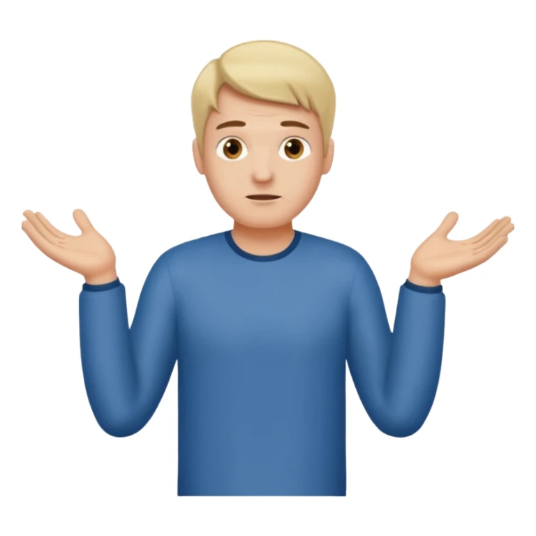 a man shrugging his shoulders with 6 above his left hand and 7 above his right hand sticker