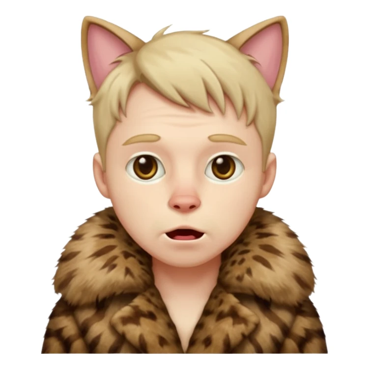 create an emoji of a guy drooling violently with a cat fur coat sticker