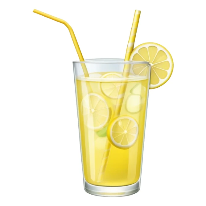 glass of lemonade with lemon slice and straw sticker