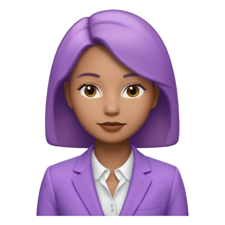 lavender-purple women’s Suit, smooth rounded neckline, simple design, glossy surface, plain background, Memoji-style. sticker