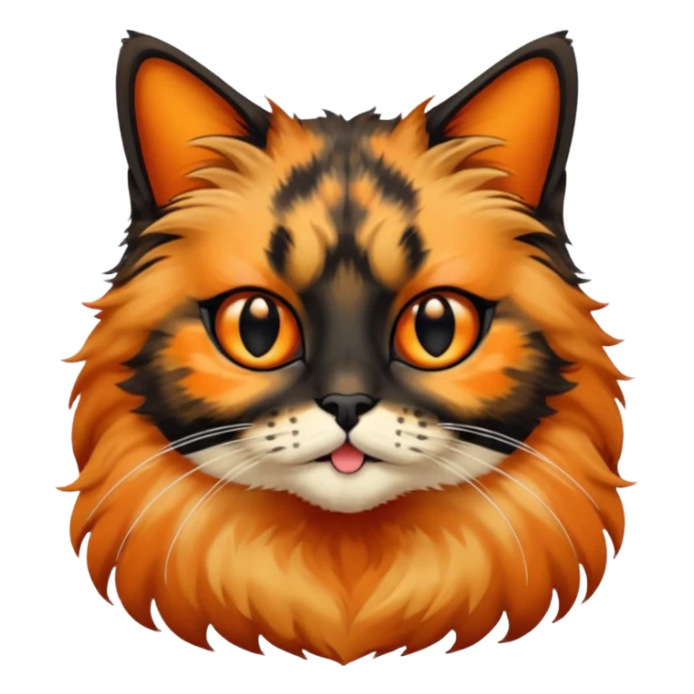 long hair tortoiseshell cat with a black face sticker