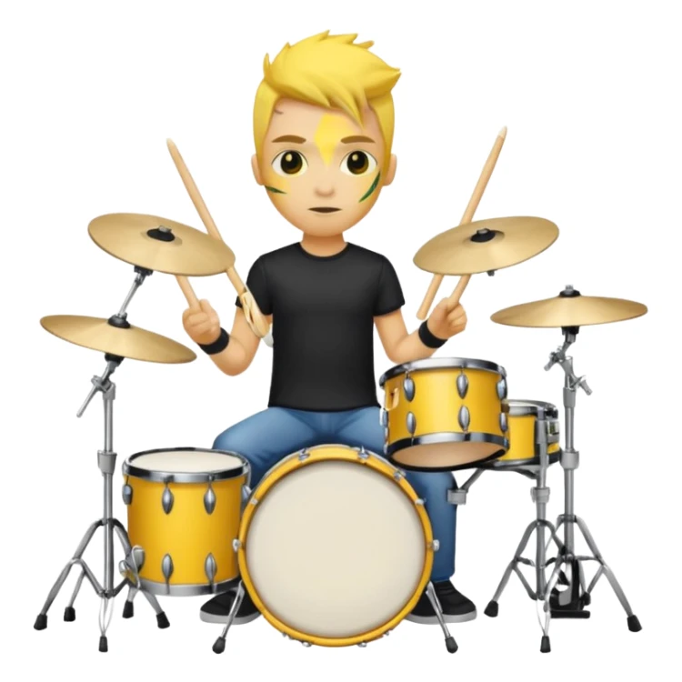 drummer with yellow skin at drum kit sticker