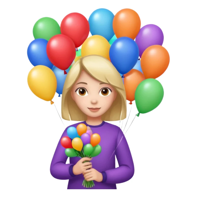 Girl with bouquet of balloons sticker