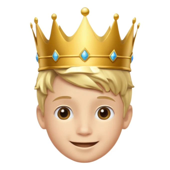 Royal Kid boy with fancy crown head 3d only face half rotate sticker