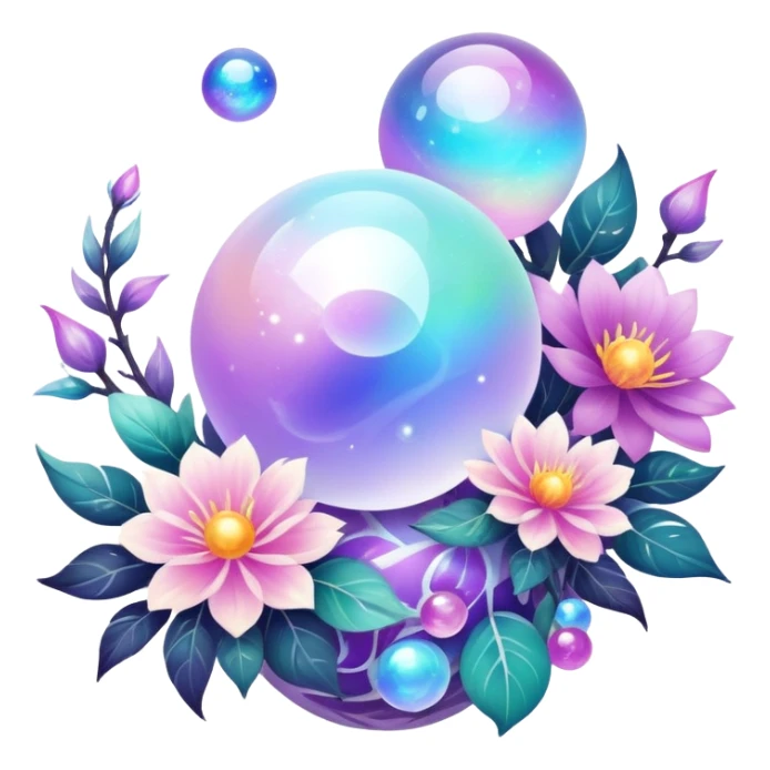 Epic divine legendary celestial flowery complex detailed iridescent gradients marbles aesthetic-scenery-Decorations sticker