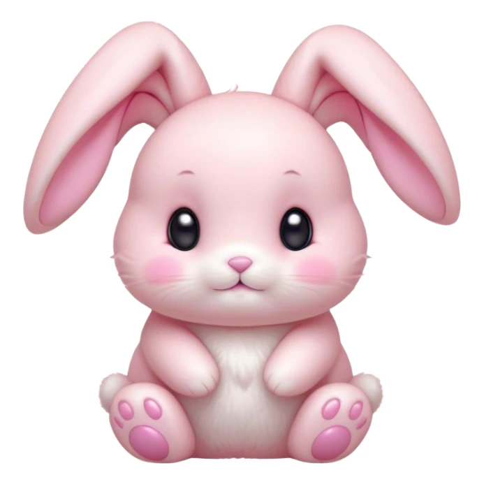 Cinematic adorable pastel pink bunny, chubby cheeks, tiny paws, sparkling round eyes, soft fur with a gentle glow, slightly tilted head, wearing a tiny bow, irresistibly cute and heartwarming. sticker