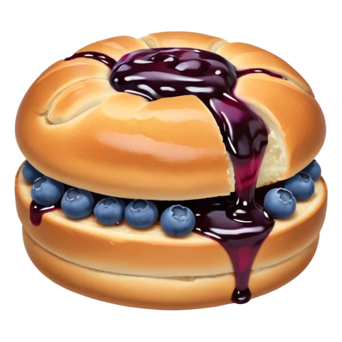 Make an emoji of a blueberry bun (small) that's broken off a bit so you can see the blueberry jam sticker