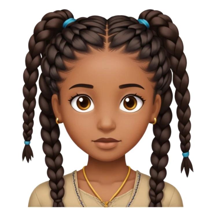 Brown skin girl with long black 40 inch bust down braids  sticker