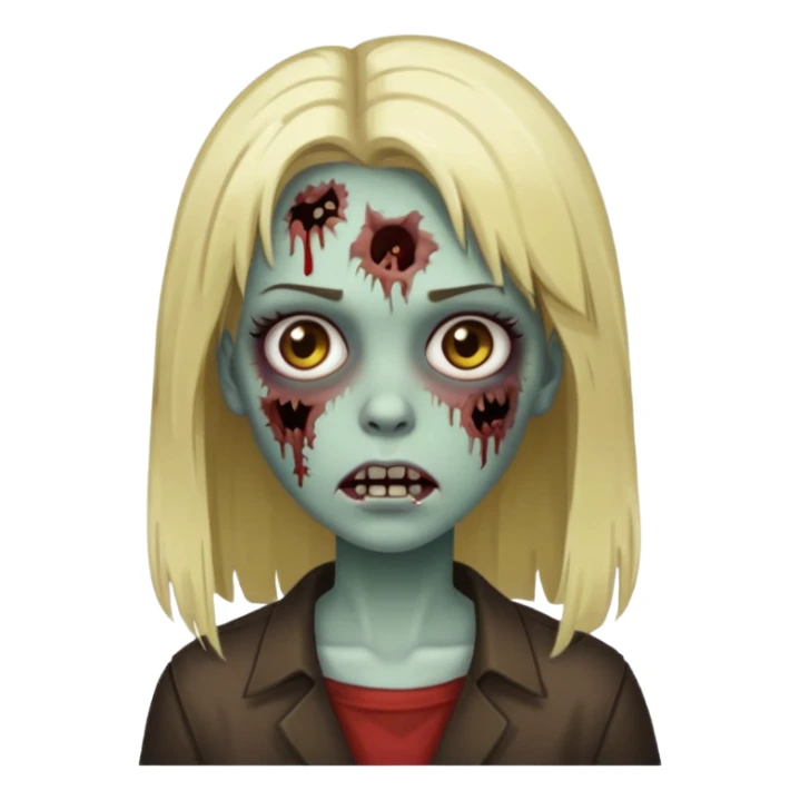 faça uma menian zumbi com o cabelo liso castanho escuro com algumas mechas loiras sticker