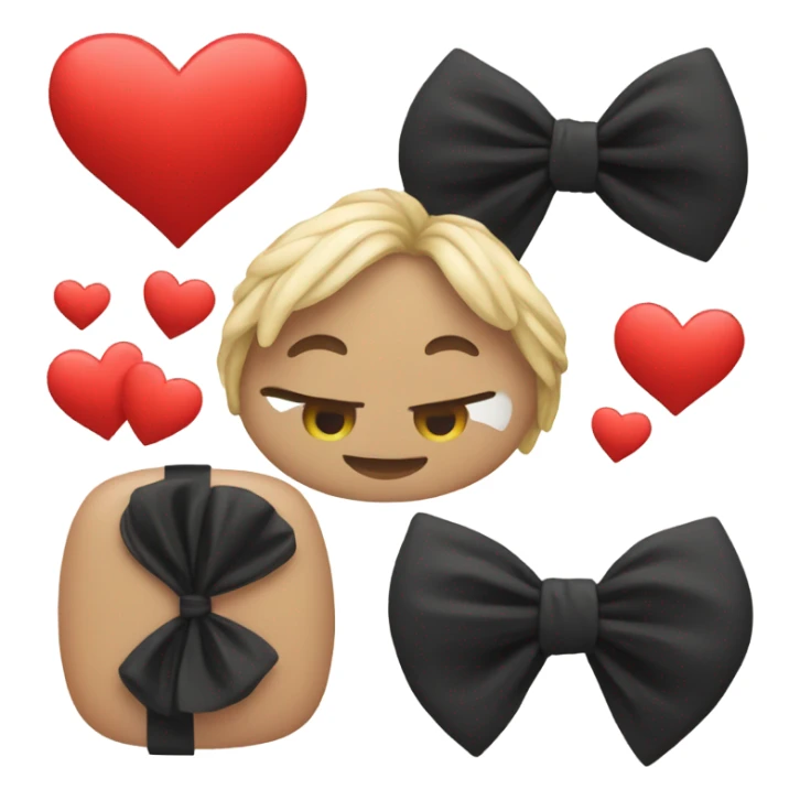 a red heart emoji with a black bow wrapped around it sticker