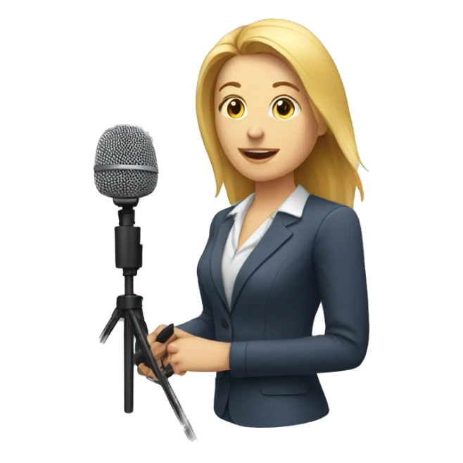 one reporter woman with report microphone  sticker
