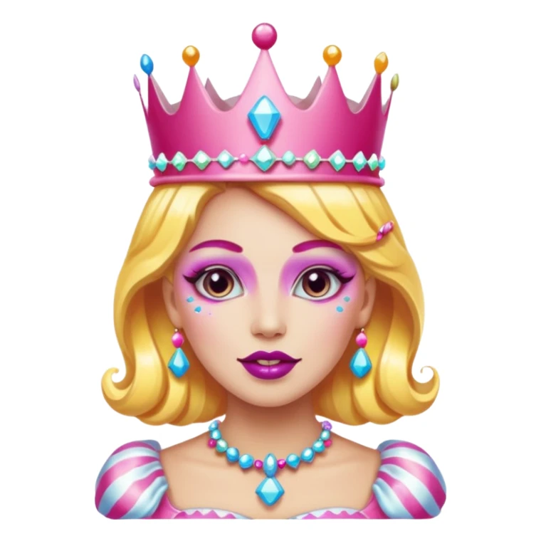 queen of the candyland, with candy makeup and just face sticker