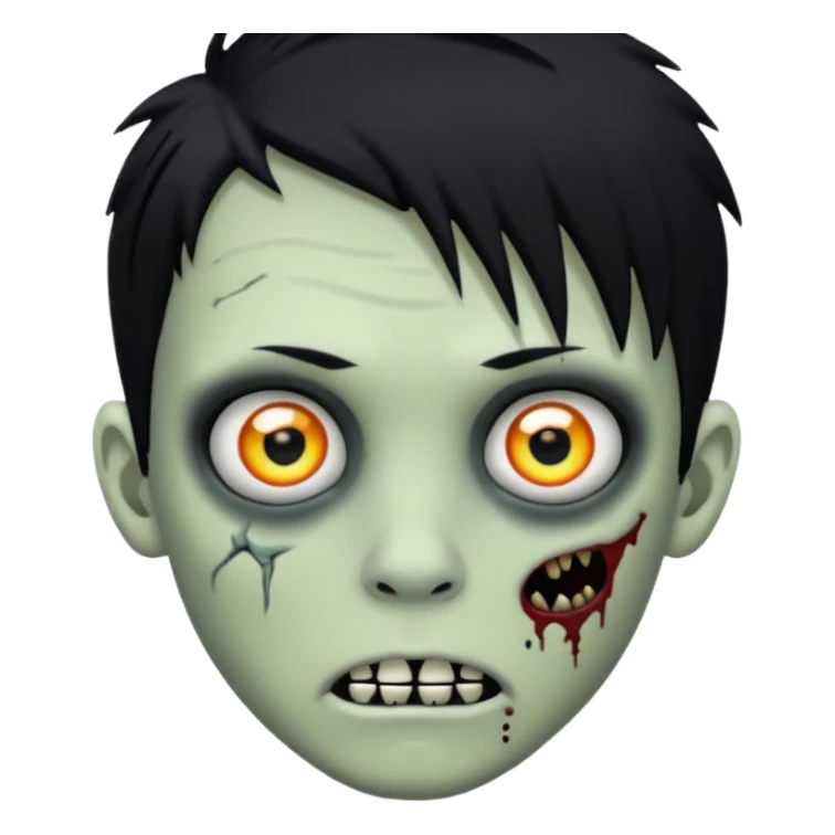boy zombie with black hair emo piercing  sticker