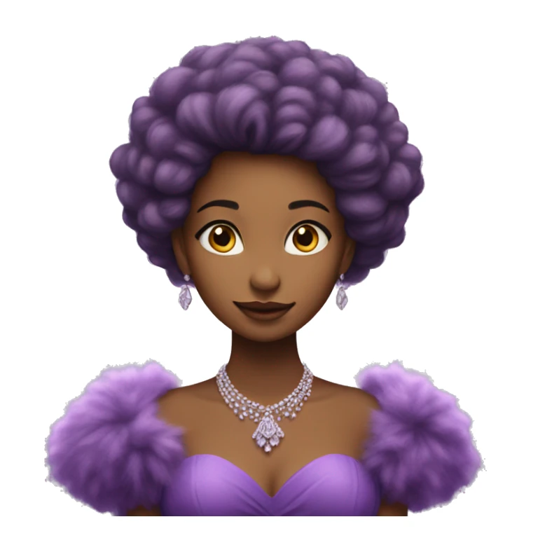 Gorgeous purple fluffy gown with post sleeves sticker