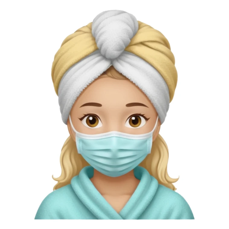 Face cleanser girl with mask and towel on her hair sticker
