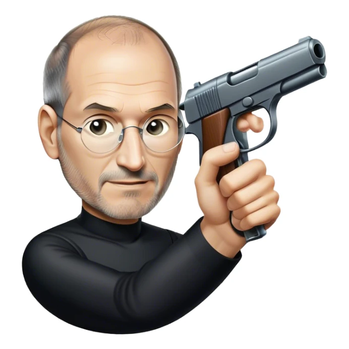 Steve Jobs pointing a fake gun  sticker