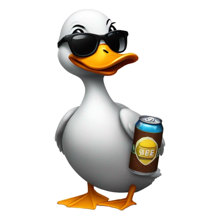 Ducky in shades drinking a beer sticker