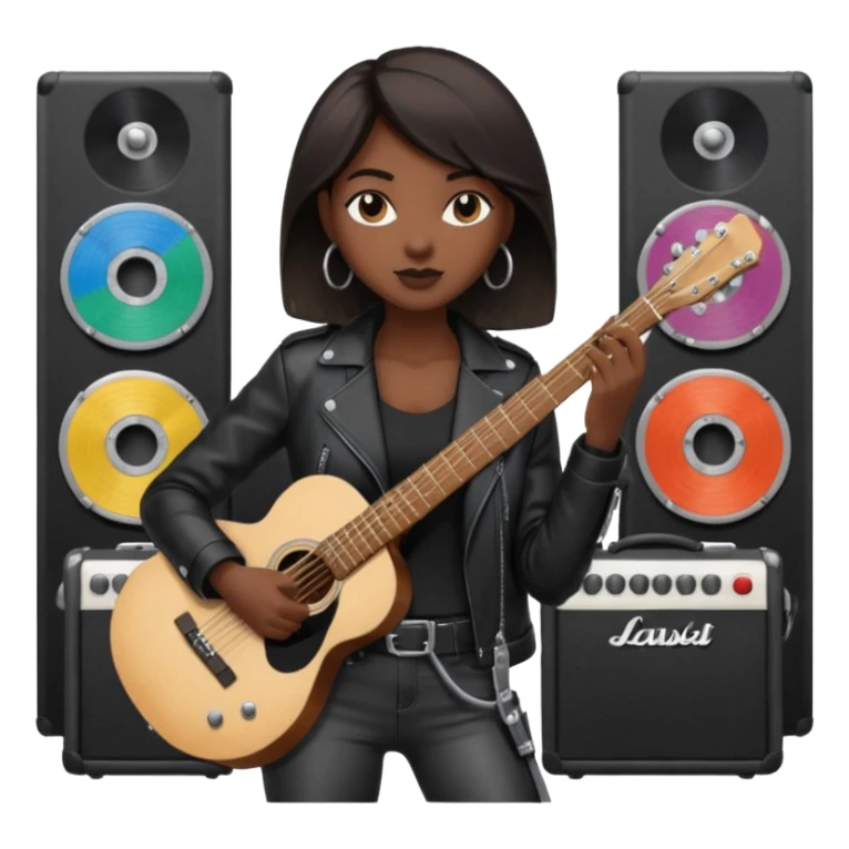 concert black Cable reels connected do a guitar woman sticker