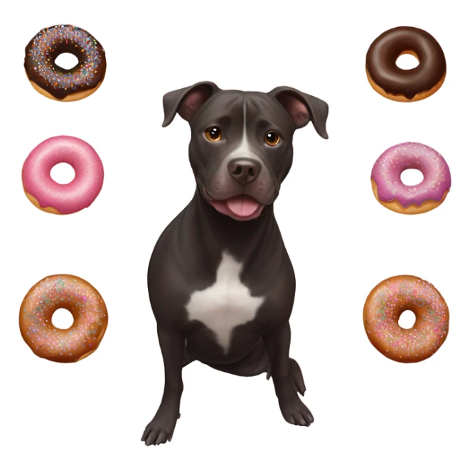 Black pitbull fused with a chocolate doughnut  sticker