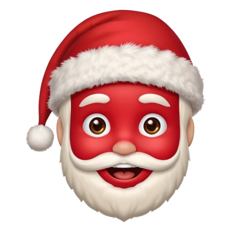 A small smiling face wearing a red Santa hat with a pompom, rosy cheeks and twinkling eyes, conveying a warm, festive vibe. It should be a trolling smile. sticker