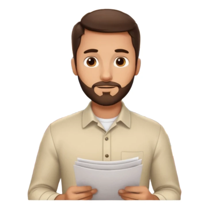 Brunette Guy with very short beard at a restuarant sticker