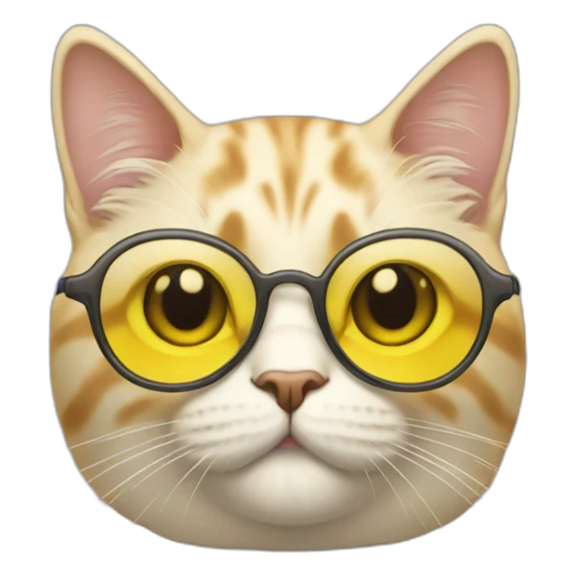 Cat with yellow glasses that holds and is cream sticker