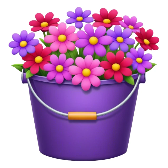 Create pink and purple and red flowers bucket sticker