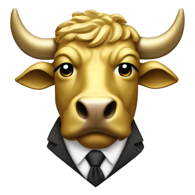 golden wall street bull portrait mascot  sticker