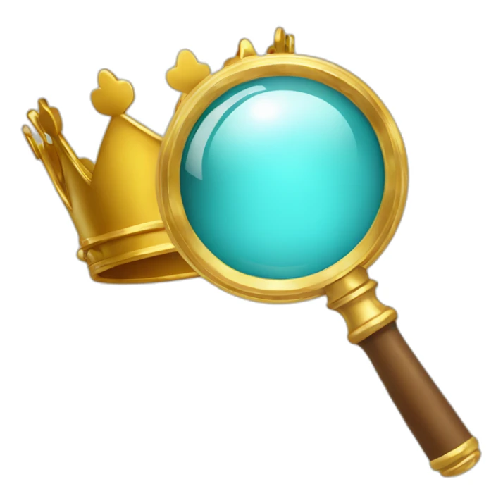 Magnifying glass wearing a golden crown sticker