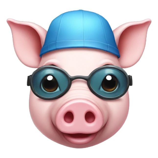 Head of a pig with a swimming cap and goggles sticker