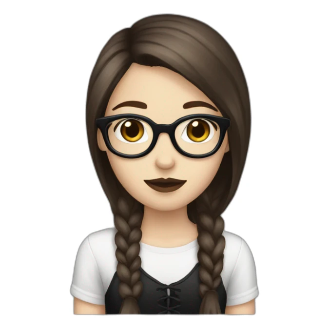 Tall-white-goth-girl-brown-hair-with-glasses sticker