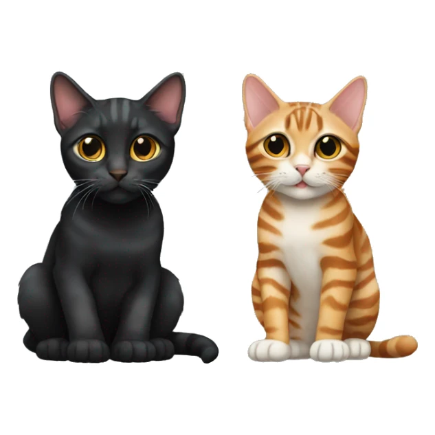 two-cats-bengal-and-cat-black-kitten-together sticker