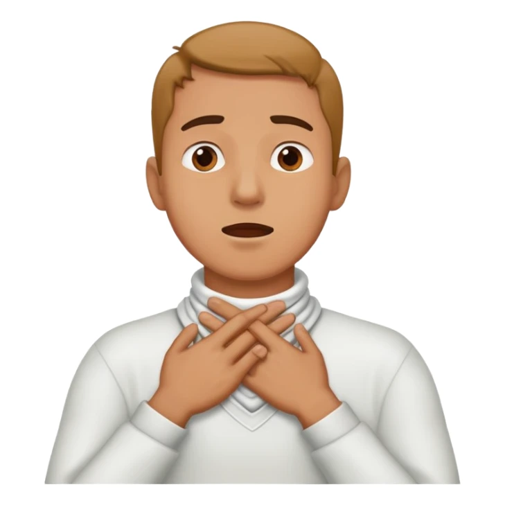 A guy holding his hands around his neck and choking  sticker