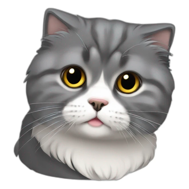 darkgray Scottish Fold Cat long hair broken ear sticker