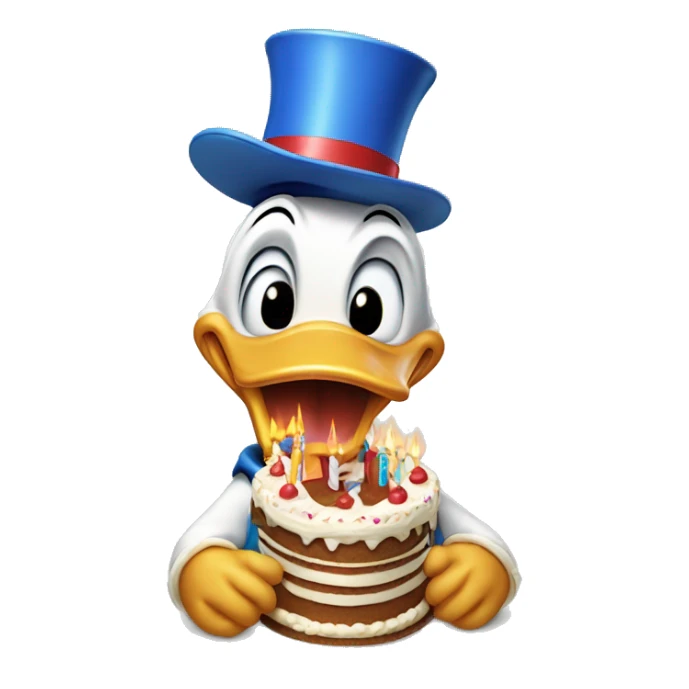Donald duck with birthday cake sticker
