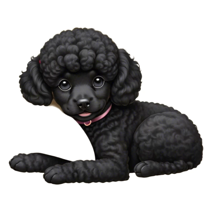 Meme-Worthy Cute Sleeping Black Poodle Portrait Emoji, Head resting peacefully with a contented smile, showcasing a delightfully elegant build and a luxuriously soft, curly jet-black Fur, eyes shut in a serene nap, Simplified yet hilariously adorable features, highly detailed, glowing with a soft, drowsy light, high shine, relaxed and utterly lovable, stylized with an air of playful laziness, bright and heartwarming, soft glowing outline, capturing the essence of a comically sleepy companion, so meme-worthy it feels like it could instantly become the next viral sensation of adorable slumber! sticker
