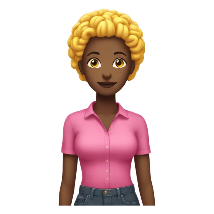 black woman wearing yellow shirt. with a huge pink brain.  sticker