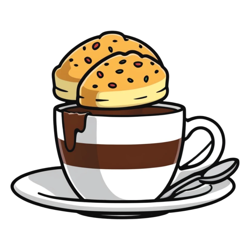 scone dipping into a cup of English tea sticker