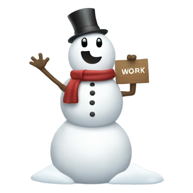 A snow man holding up a sign that says I hate work  sticker