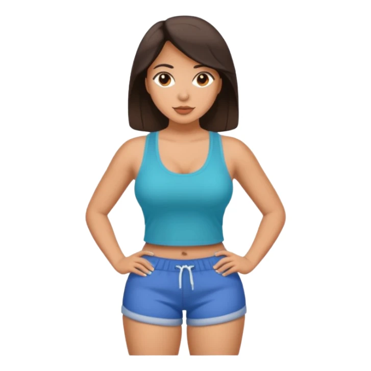 a big chested, big butt latina in a tank top and shorts sticker
