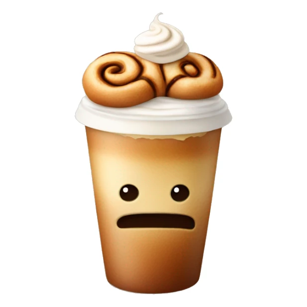 Cinnamon and cappuccino bun in a disposable glass sticker