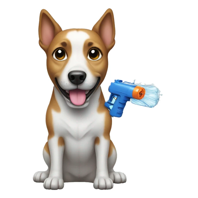 Dog with water gun sticker