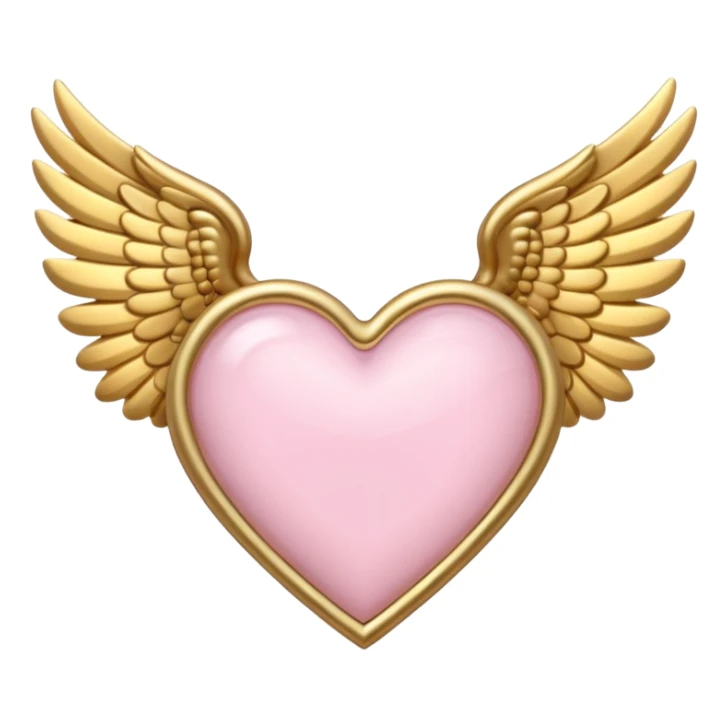 Light Pink Heart With Golden Wings sticker