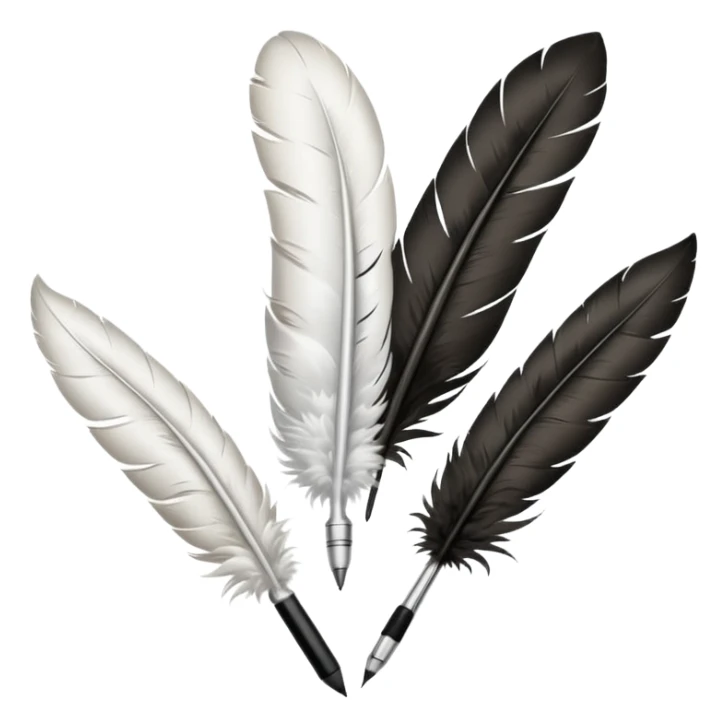 3 plumes blanches avec un stylo en dessous sticker