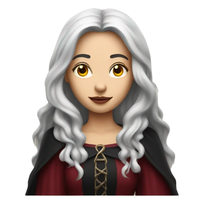 beautiful long haired witch, red, black, burgundy sticker