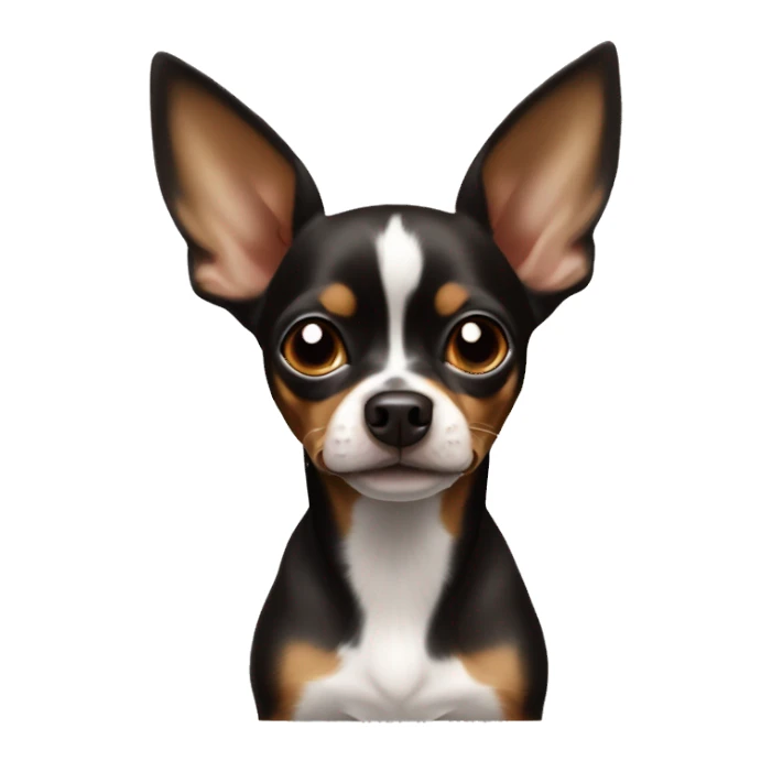 Dark brown and white chihuahua min pin mix with big ears sticker