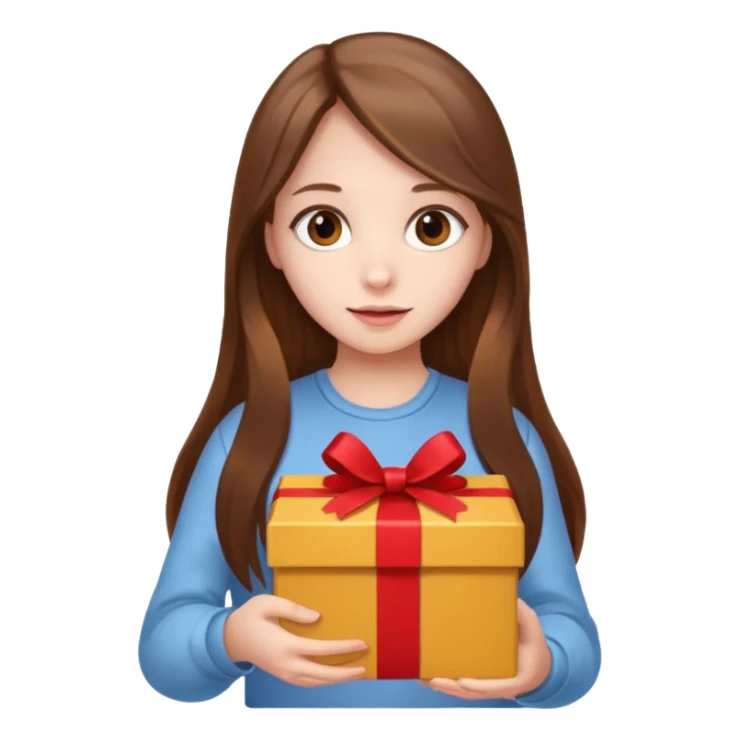 young girl with gift box, brown long hair






























 sticker