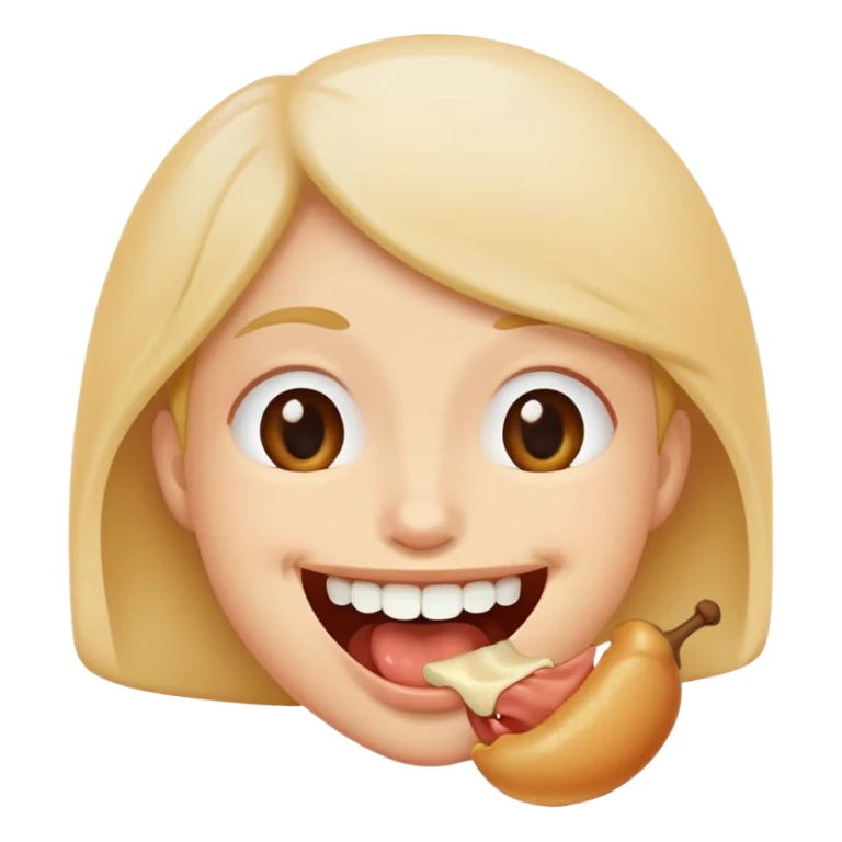 person chewing food slowly, smiling, simple and expressive sticker