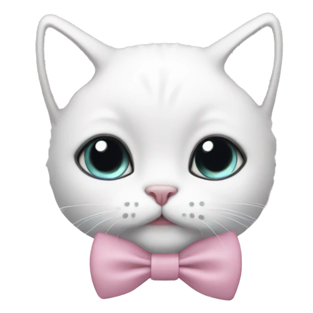 cute white cat wearing baby pink mask with bow sticker