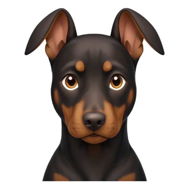 black and tan doberman portrait with floppy ears sticker